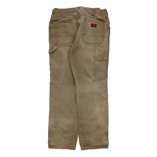 Dickies Carpenter Trousers - 32W 32L Beige Cotton