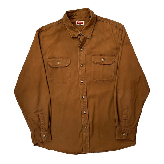 Wrangler Denim Shirt - Large Brown Cotton
