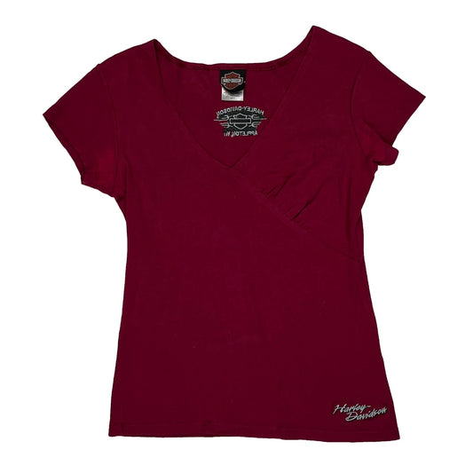 Harley Davidson T-Shirt - Medium Red Cotton