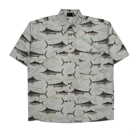Unbranded Hawaiian Shirt - Medium White Cotton