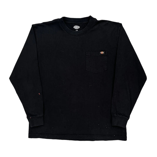 Dickies Long Sleeve T-Shirt - Large Black Cotton