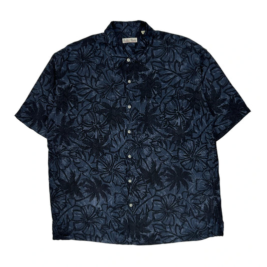 Hollis River Floral Hawaiian Shirt - XL Blue Viscose