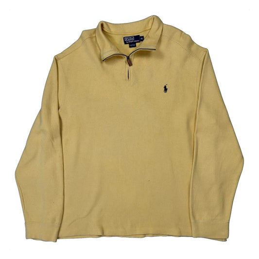 Vintage Polo By Ralph Lauren 1/4 Zip - XL Yellow Cotton