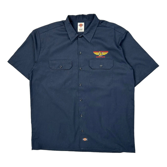 Legacy Aviation Dickies Graphic Short Sleeve Shirt - Large Navy Polyester Blend