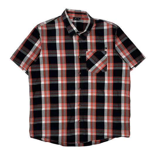 Oakley Checked Short Sleeve Shirt - Large Black Cotton