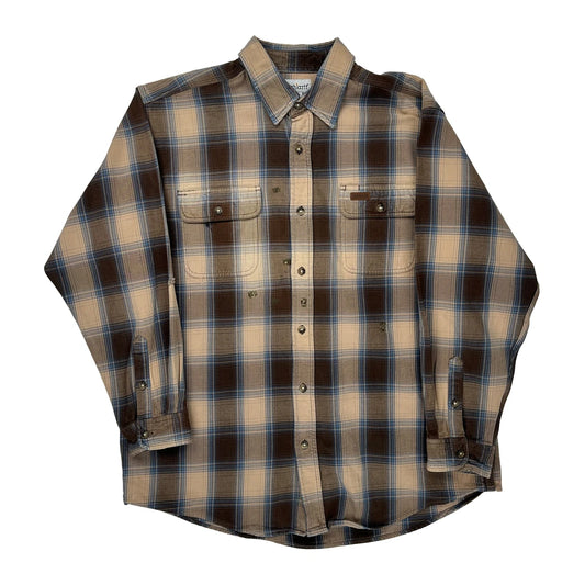 Carhartt Checked Flannel Shirt - XL Beige Cotton