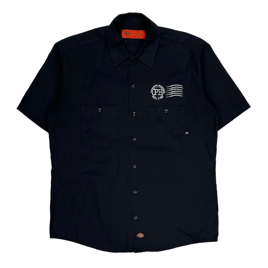 Vintage Pb Logo Dickies Short Sleeve Shirt - Large Black Polyester Blend
