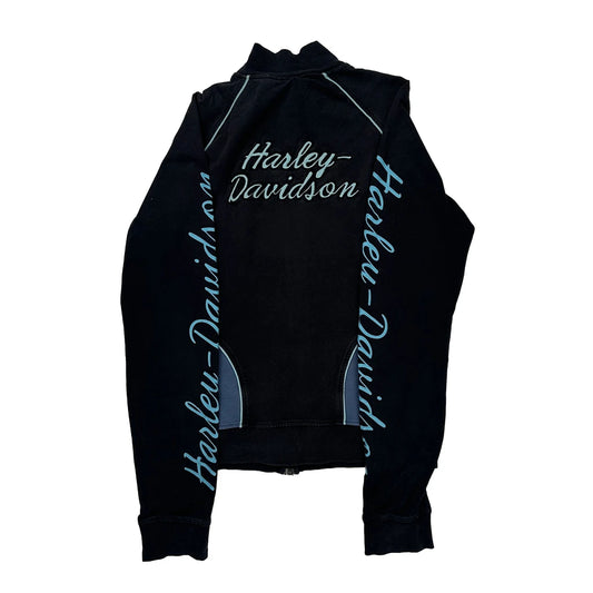 Harley Davidson Spellout Zip Up - Medium Blue Cotton