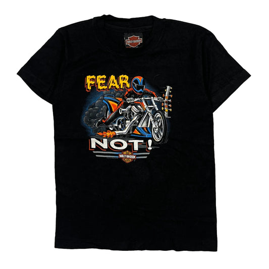 Age 10-12 Harley Davidson Graphic T-Shirt - Medium Black Cotton