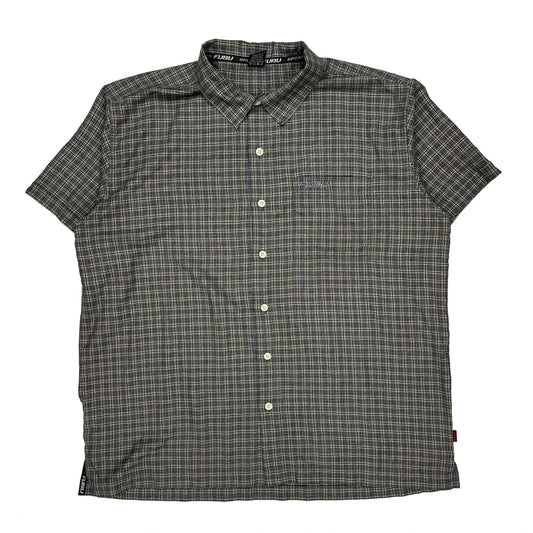 Vintage Fubu Checked Short Sleeve Shirt - 2XL Grey Polyester