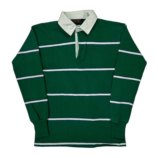 90S Eddie Bauer Striped Rugby Shirt - XS Green Cotton