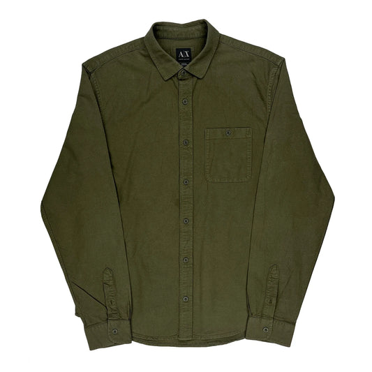 Vintage Armani Exchange Shirt - Large Green Cotton