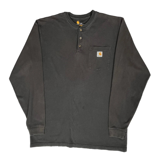 Carhartt Long Sleeve T-Shirt - Large Black Cotton