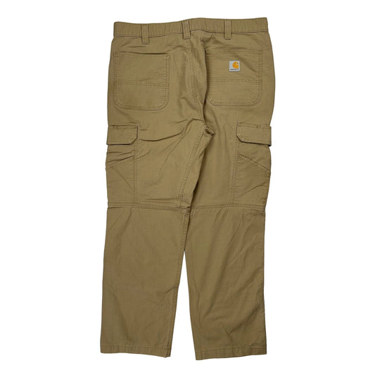 Carhartt Carpenter Trousers - 37W 32L Khaki Cotton Blend