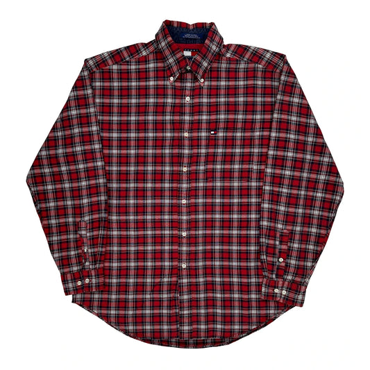 Tommy Hilfiger Checked Shirt - Large Red Cotton