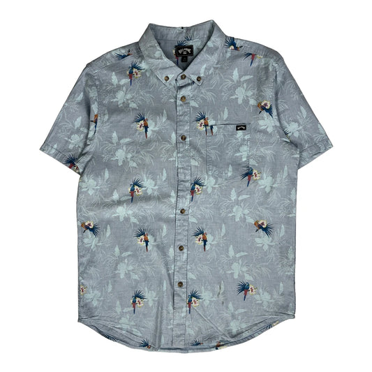 Billabong Floral Hawaiian Shirt - Large Blue Cotton