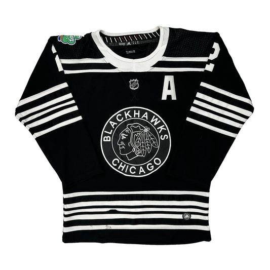 Chicago Blackhawks Adidas Striped Jersey - 2XL Black Polyester