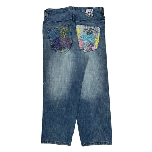 Vintage Southpole Baggy Graphic Jeans - 38W 32L Blue Denim