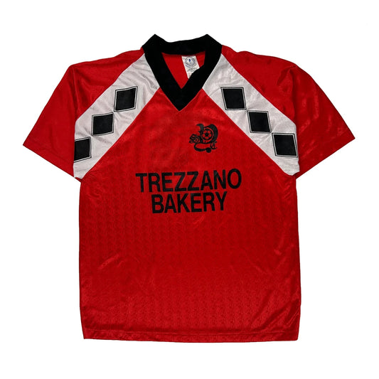 Vintage Trezano Bakery Unbranded Football Shirt - Small Red Polyester