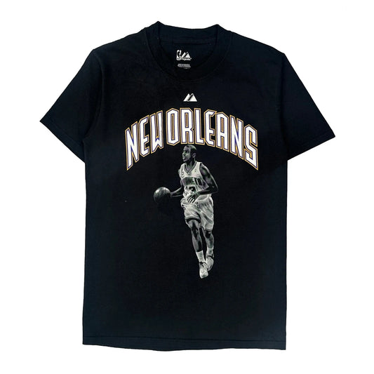 Vintage New Orleans Majestic Nba T-Shirt - Small Black Cotton