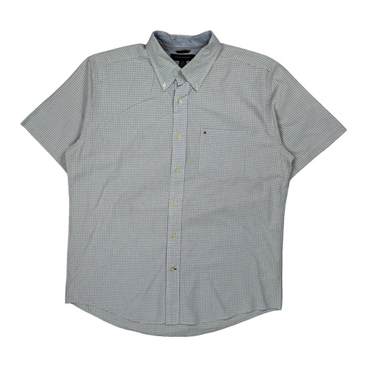 Tommy Hilfiger Checked Short Sleeve Shirt - Large Blue Cotton