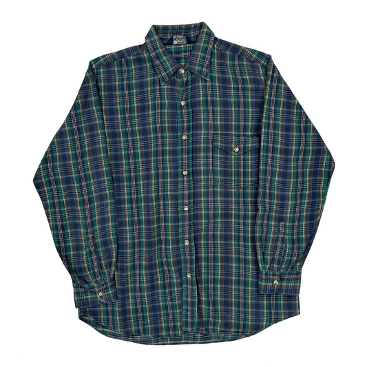 Vintage Woolrich Checked Flannel Shirt - Large Green Cotton