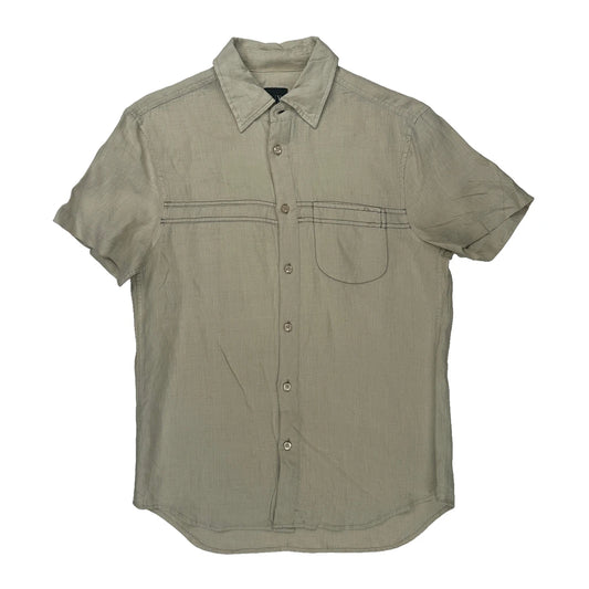 Armani Exchange Short Sleeve Shirt - Small Beige Linen