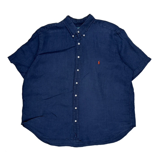 Ralph Lauren Short Sleeve Shirt - 2XL Blue Linen