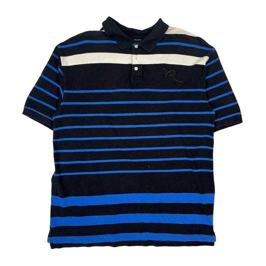 Vintage Rocawear Striped Polo Shirt - XL Black Cotton
