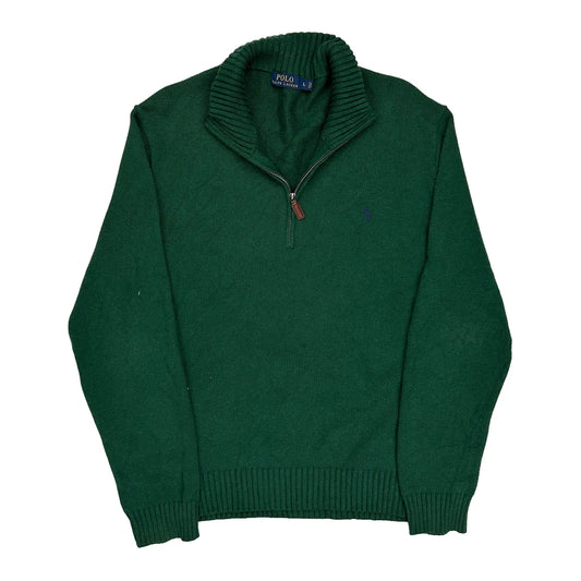 Polo By Ralph Lauren 1/4 Zip - Large Green Wool