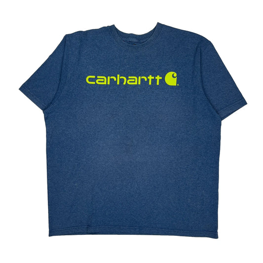 Vintage Carhartt Spellout T-Shirt - XL Blue Cotton Blend