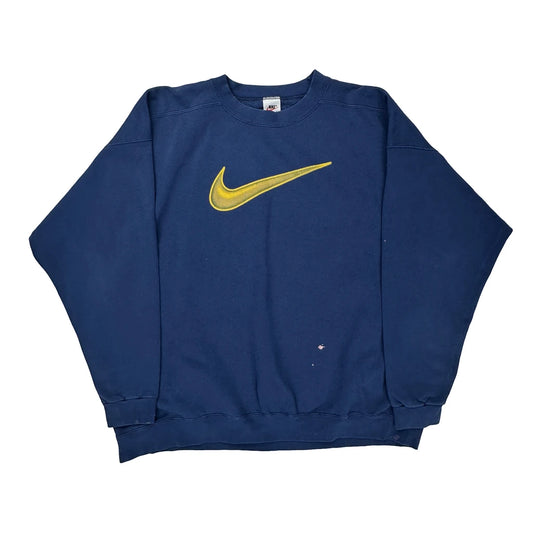 Swoosh Logo Nike Sweatshirt - 2XL Yellow Cotton