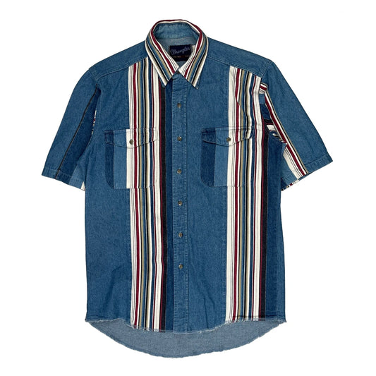 X Long Tail Wrangler Striped Denim Shirt - Medium Blue Cotton