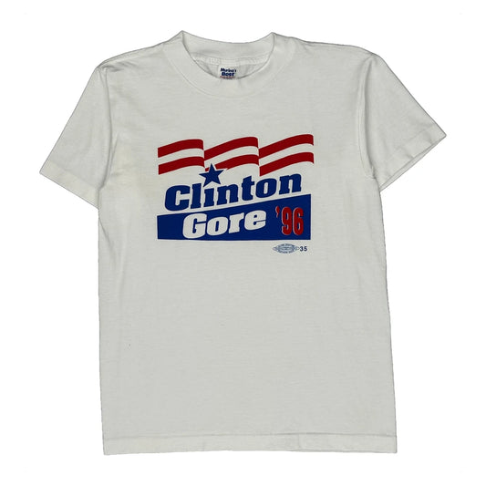 Vintage Clinton Gore '96 Campaign Murina Graphic T-Shirt - Small White Cotton Blend