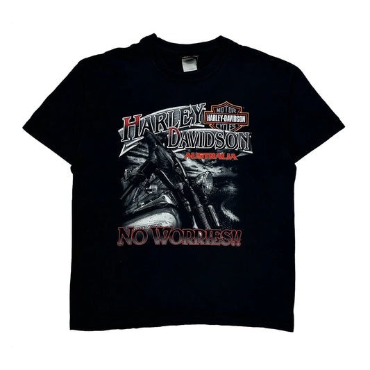Vintage Sydney Australia Harley Davidson Graphic T-Shirt - Large Black Cotton