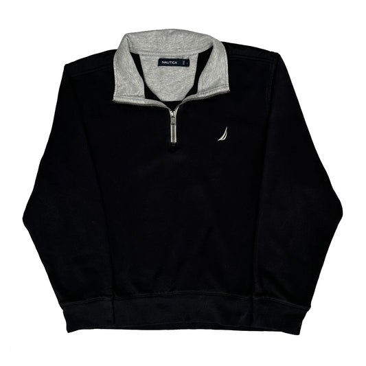 Vintage Nautica Collared 1/4 Zip - Large Black Cotton