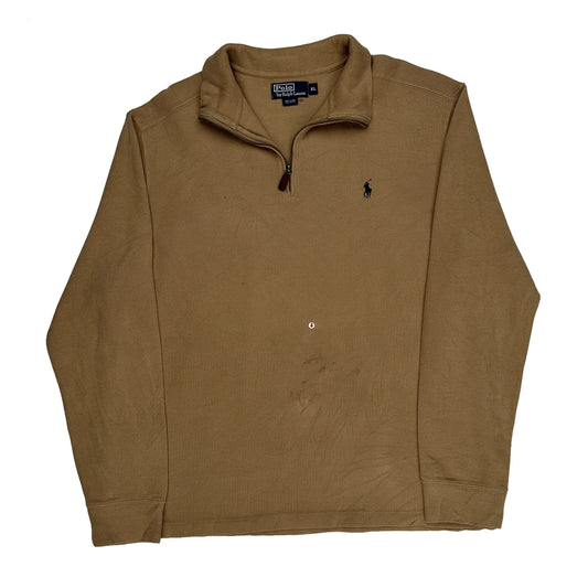 Polo By Ralph Lauren 1/4 Zip - XL Beige Cotton