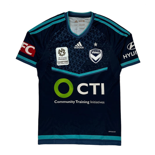 Melbourne Victory Adidas 2015-16 Home Football Shirt - Small Navy Polyester