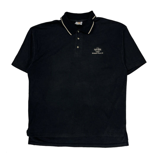 Hard Rock Cafe Polo Shirt - Large Black Cotton