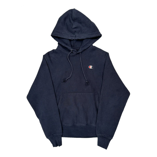 Vintage Champion Hoodie - Small Navy Cotton