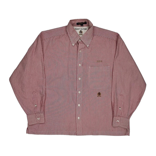Tommy Hilfiger Striped Shirt - Large Red Cotton