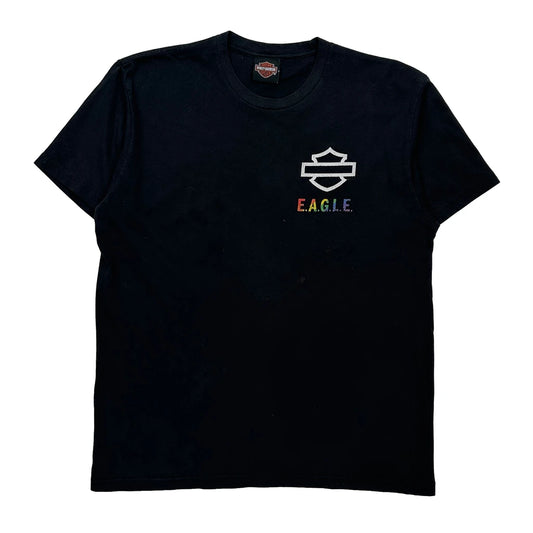 Freedom Harley Davidson Graphic T-Shirt - Medium Black Cotton