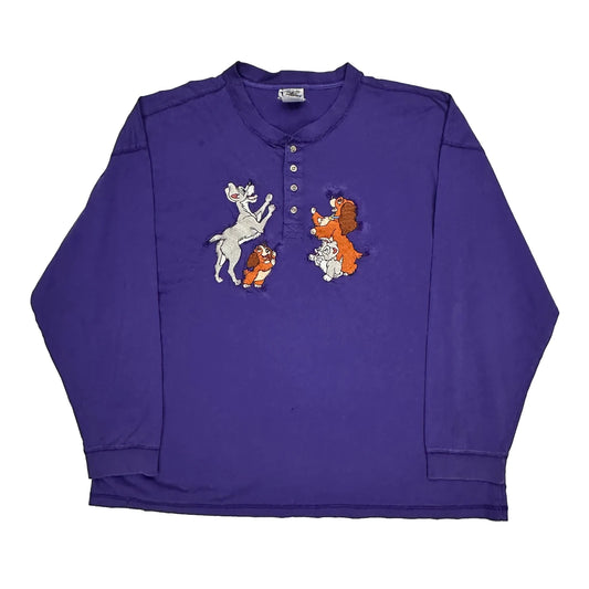 Disney Cartoon Long Sleeve T-Shirt - 3XL Purple Cotton