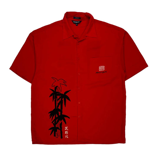 Tiger Design Koman Graphic Short Sleeve Shirt - XL Red Polyester