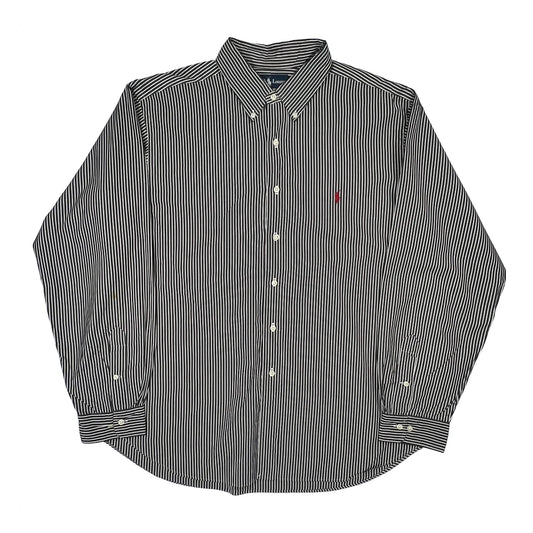 Vintage Ralph Lauren Striped Shirt - 2XL Black & White Cotton