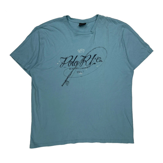 Vintage Polo By Ralph Lauren Graphic T-Shirt - Large Blue Cotton