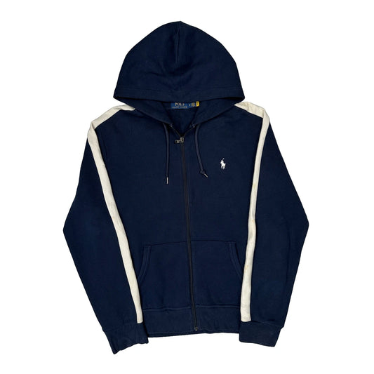 Vintage Athl. Dept. Polo By Ralph Lauren Spellout Hoodie - Medium Navy Cotton