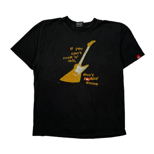 Rock N' Roll Quiksilver Graphic T-Shirt - Large Black Cotton