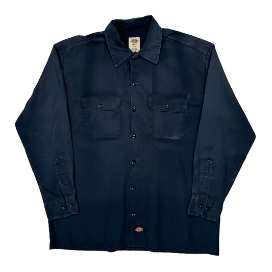 Dickies Shirt - Large Navy Cotton Blend