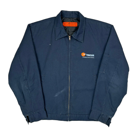 90S Made In USA Red Kap Workweaar Jacket - Medium Blue Polyester Blend